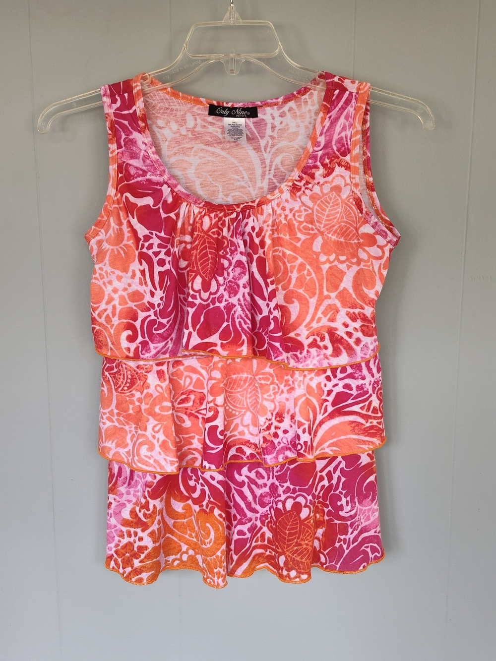 Vintage Pink & Orange Ruffle Tank Top - PS